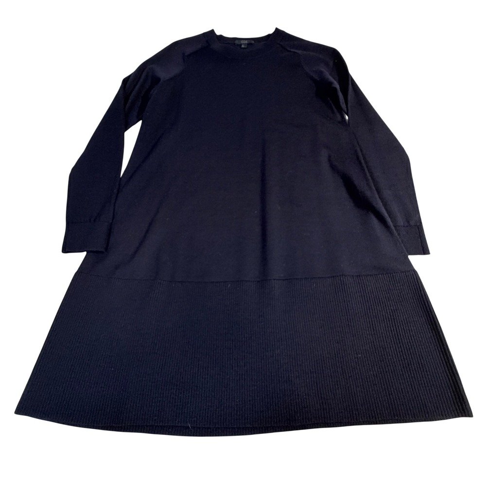 COS Knit Sweater Dress Size S Black Ribbed Hem A Line Long Sleeve